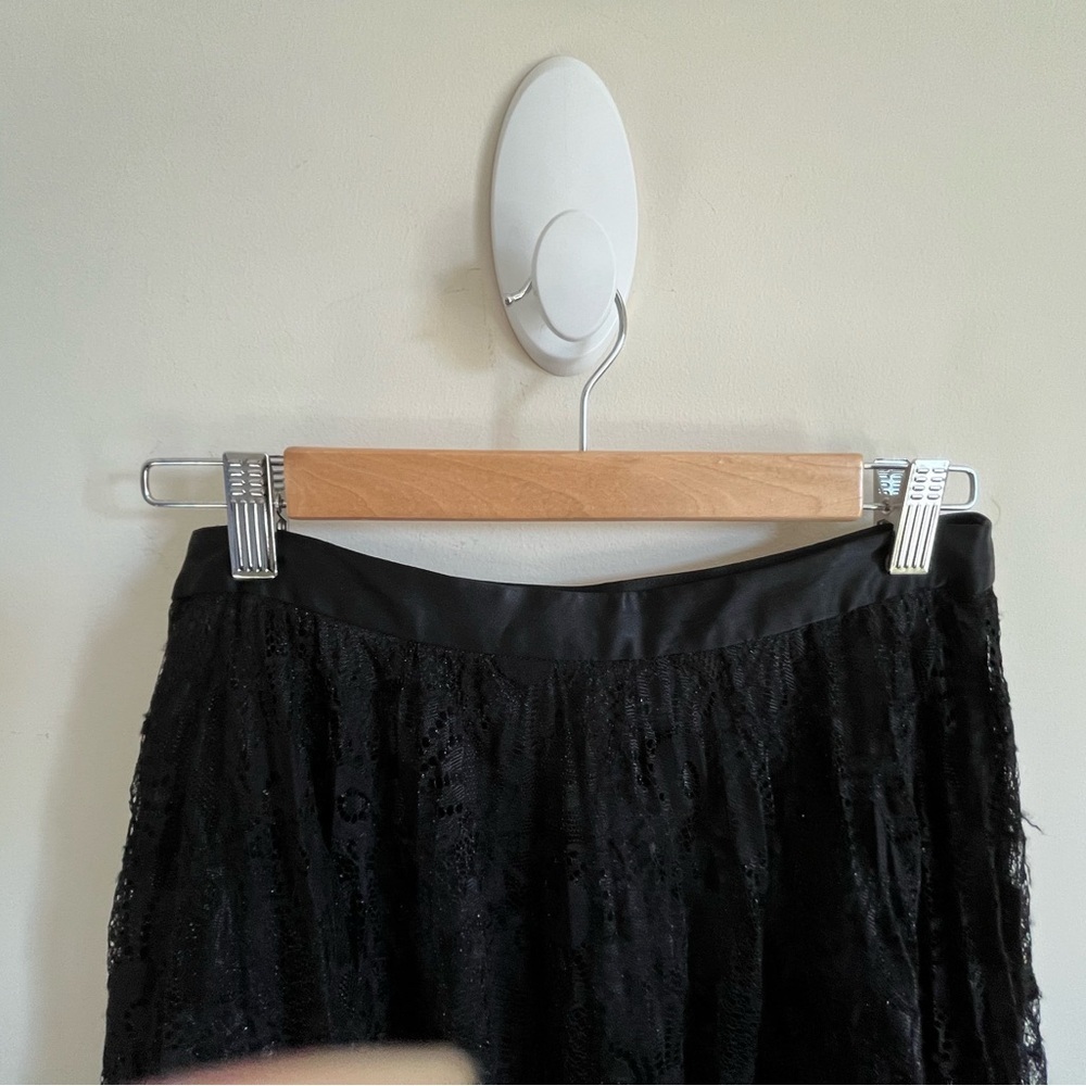 VTG Milly of New York Black Lined Pleated Lace Short Flare Skirt Womens Sz 4 - Picture 5 of 12